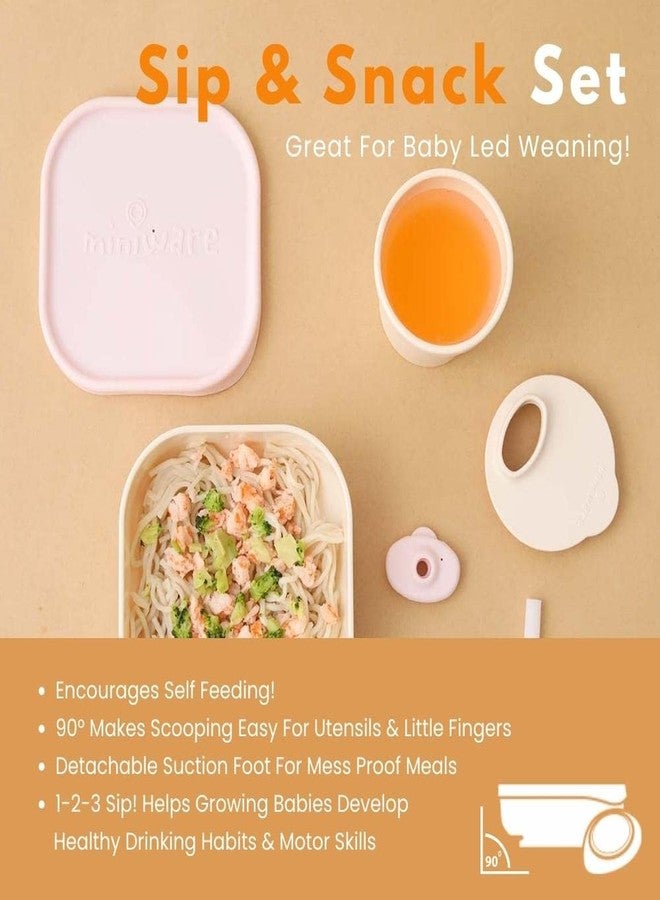 Miniware Sip & Snack Set with Snack Bowl, 1-2-3 Sip Drinking Cup, and Suction Foot for Baby Toddler - Promotes Self Feeding | Dishwasher Safe (Toffee) - Image 2